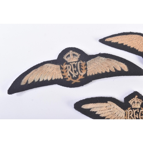 91 - A collection of WWI First World War British RFC Royal Flying Corps cloth wing patches. All black, wi... 