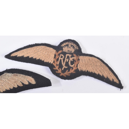 91 - A collection of WWI First World War British RFC Royal Flying Corps cloth wing patches. All black, wi... 