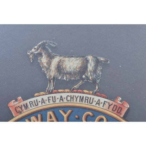 92 - Railwayana - a 19th Century South Wales Taff Vale Railway TVR coat of arms print on glass. The coat ... 