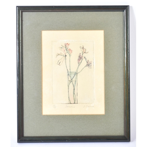 111 - From The Estate Of Bob Baker - Artwork - Susan Caines (b. 1935) - Freesias - 17/75 - signed and titl... 