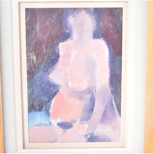 128 - From The Estate Of Bob Baker - Artwork - Nude Trio - three acrylic on card paintings of nude figures... 