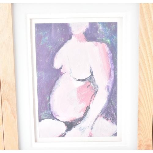 128 - From The Estate Of Bob Baker - Artwork - Nude Trio - three acrylic on card paintings of nude figures... 