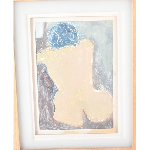 128 - From The Estate Of Bob Baker - Artwork - Nude Trio - three acrylic on card paintings of nude figures... 