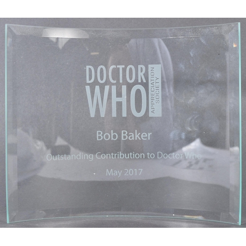 20 - From The Estate Of Bob Baker - Doctor Who - Baker's personally presented glass award from the Doctor... 