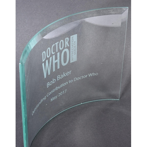 20 - From The Estate Of Bob Baker - Doctor Who - Baker's personally presented glass award from the Doctor... 