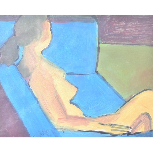 21 - From The Estate Of Bob Baker - Artwork - Nude - an acrylic on paper study of a seated nude female, b... 