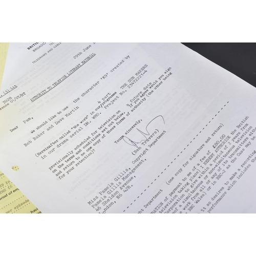 28 - From The Estate Of Bob Baker - Doctor Who - x5 original 1970s contracts on BBC stationery concerning... 