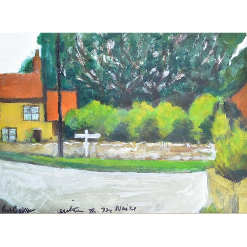 46 - From The Estate Of Bob Baker - Artwork - 'Entrance' - acrylic on paper painting of a village scene. ... 