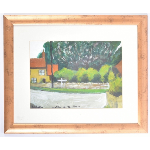 46 - From The Estate Of Bob Baker - Artwork - 'Entrance' - acrylic on paper painting of a village scene. ... 