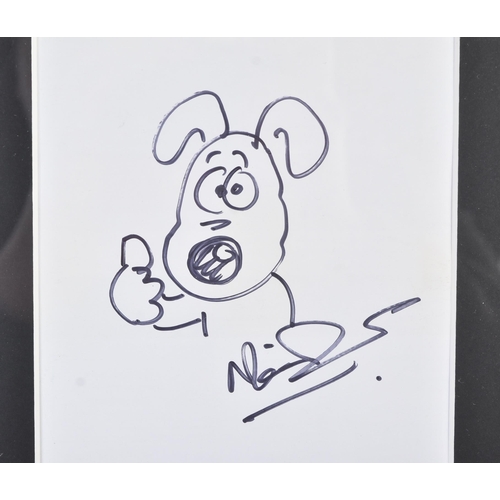 54 - Wallace & Gromit - Nick Park (creator) - sketch of Gromit in black ink, signed. Undedicated. Mounted... 