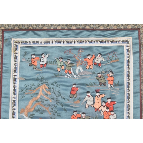 84 - From The Estate Of Bob Baker - a 20th Century Japanese silk panel depicting traditional scenes and f... 