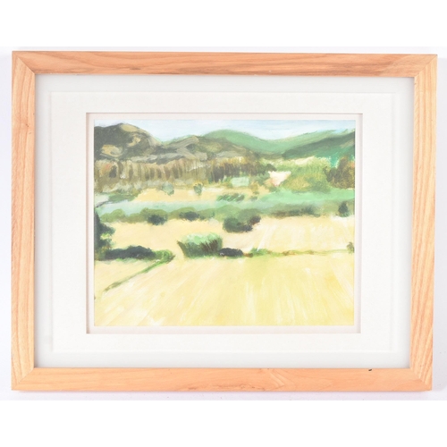 96 - From The Estate Of Bob Baker - Artwork - 'Wheat Fields - Sardinia ' - a watercolour painting of an I... 