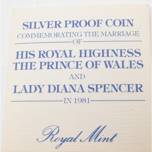 549 - A pair of 925 sterling silver 1981 proof coin commemorating the marriage of His Royal Highness and L... 