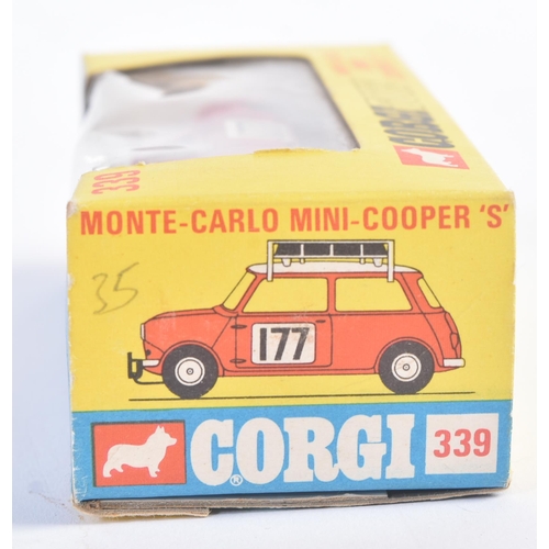 31 - An original vintage Corgi Toys boxed diecast model No. 339 Monte Carlo Mini Cooper S. Red body with ... 