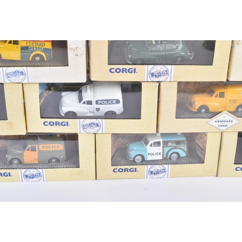 322 - A collection of x15 vintage Corgi diecast model cars of Morris interest to include; 96873 Morris Min... 