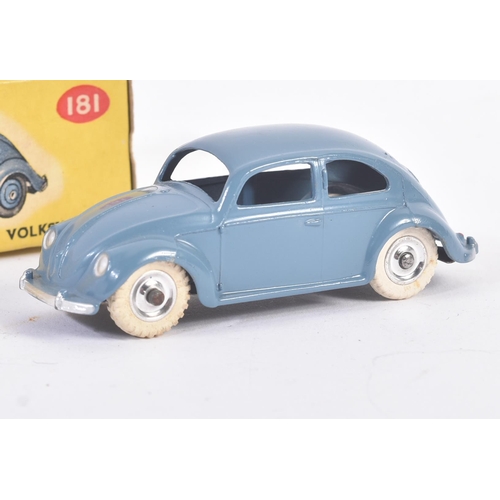 4 - An original vintage Dinky Toys diecast model No. 181 Volkswagen Beetle car. RAF blue body with white... 