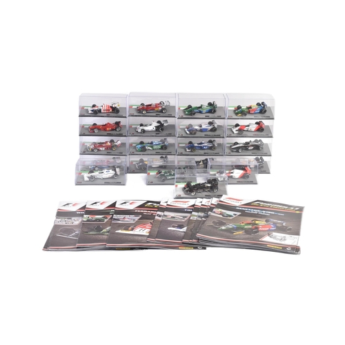 431 - A collection of 1/43 scale boxed diecast model cars of Formula One interest with accompanying magazi... 