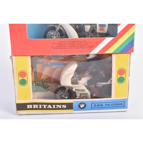 44 - Two vintage Britains 1/32 scale diecast and plastic model motorcycles comprising; 9695 BMW Policeman... 