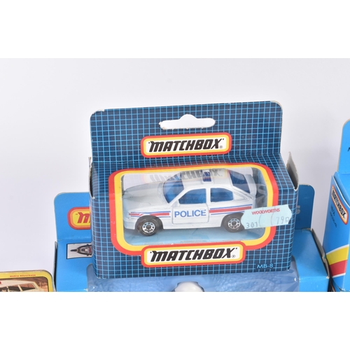 442 - A collection of x14 vintage Lesney made Matchbox diecast model cars and motorcycles of Police intere... 