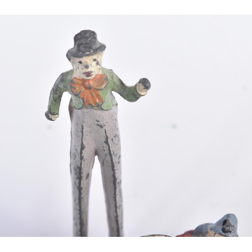 458 - A collection of vintage believed Britains made lead toy circus figures to include; clowns, ring lead... 