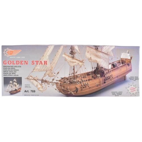 52 - Wooden Model Kit - an Italian ' Mantua Models ' 1/50 scale Golden Star brig boat. The kit appearing ... 