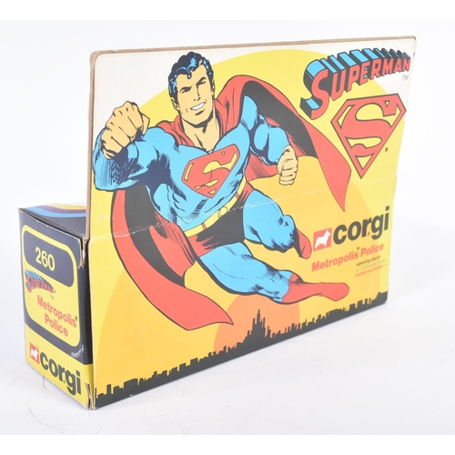 6 - A vintage Corgi Superman diecast model No. 260 Metropolis Police Car. The Buick car in blue with whi... 