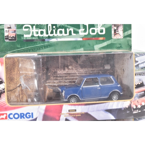 77 - A collection of x3 Corgi ' The Italian Job ' diecast models comprising; 04441 Mini and Driver Figure... 