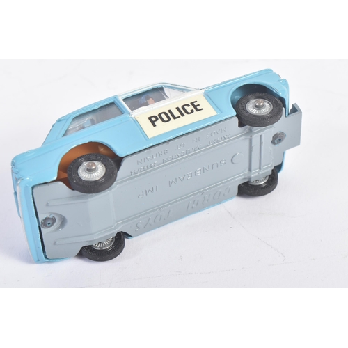 9 - Two vintage Corgi Toys diecast model Police cars. Both No. 506 Police ' Panda ' IMP with lumius door... 