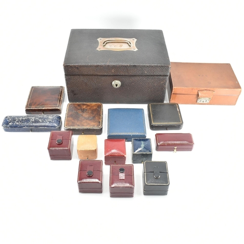 A collection of vintage jewellery boxes. The boxes to include tooled ...