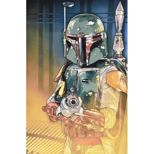 24 - Estate of Jeremy Bulloch - Star Wars - Artwork - a lithograph print depicting Boba Fett with rifle r... 