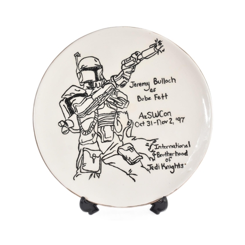 266 - Estate of Jeremy Bulloch - Star Wars - Fan Art - a presentation ceramic painted plate given to Bullo... 