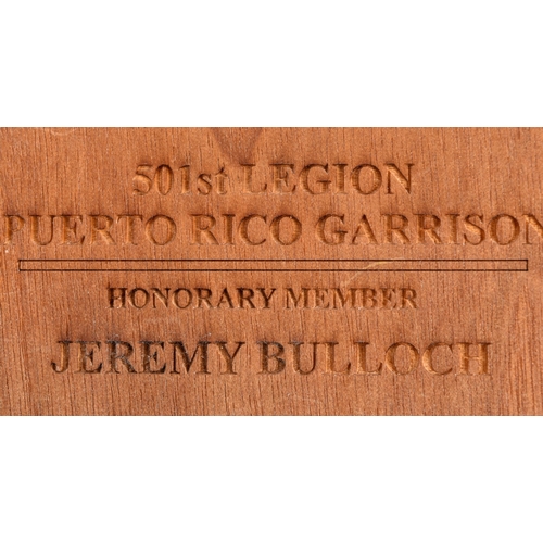 293 - Estate of Jeremy Bulloch - Star Wars 501st Legion - a small wooden plaque presented to Bulloch by th... 