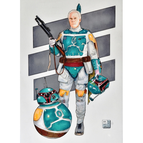 5 - Estate of Jeremy Bulloch - Artwork - Arwenn (2015) - an ink and watercolour painting depicting Bullo... 