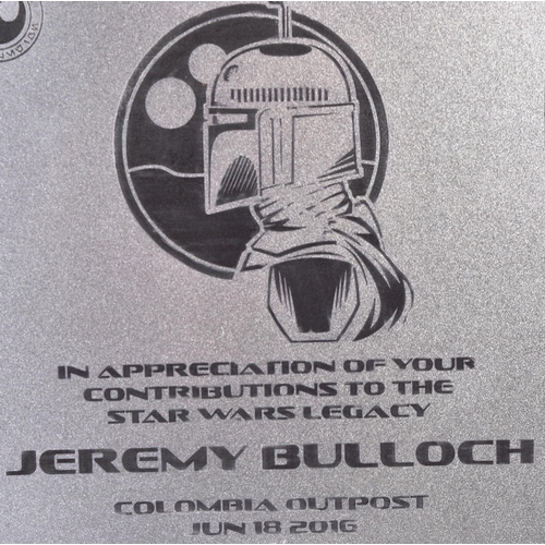 7 - Estate of Jeremy Bulloch - Star Wars - a Rebel Legion Colombia Outpost presentation plaque given to ... 