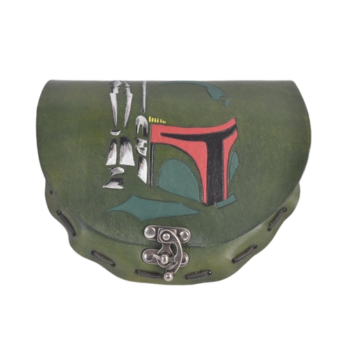 76 - Estate of Jeremy Bulloch - Star Wars - a fan-made Boba Fett themed leather pouch. Dyed green leather... 