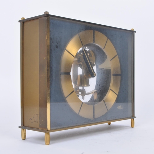 290 - Kundo - A retro vintage mid 20th century gilt metal and glass desk clock / mantel clock. Central dia... 