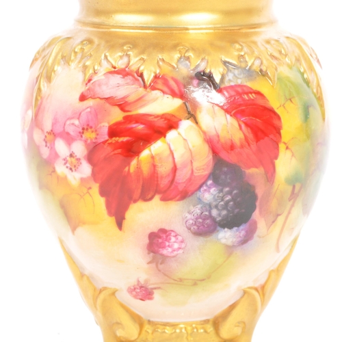 1 - Royal Worcester lidded pot. A large hand decorated with fruit and floral detailing Royal Worcester g... 