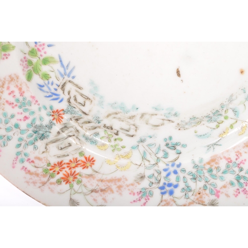 109 - A 19th century Chinese porcelain plate hand painted with florals accompanied by an early 20th centur... 