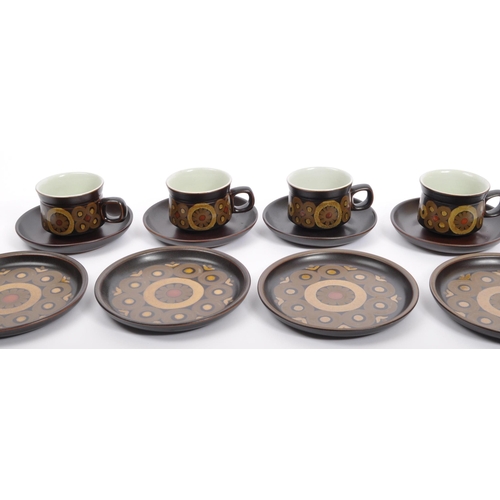 14 - A retro vintage mid 20th Century Denby Arabesque pattern tea / coffee service set. Comprising of; te... 