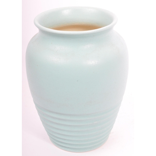 145 - Pearsons of Chesterfield â 20th century turquoise ground ribbed and bulbous vase, stamped to the b... 