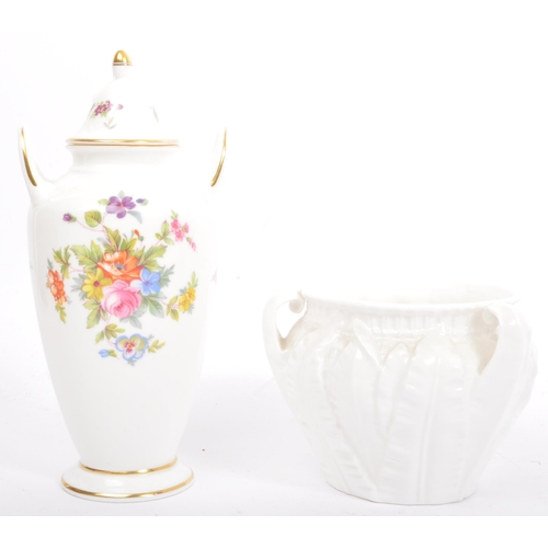 166 - A collection of 19th century and later porcelain to include a pair of continental Meissen style figu... 