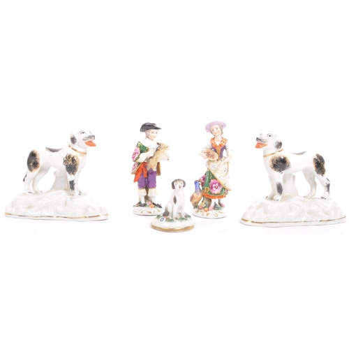 166 - A collection of 19th century and later porcelain to include a pair of continental Meissen style figu... 