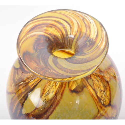 176 - A retro vintage mid 20th century Mdina studio art glass vases. With lipped circular top into a taper... 