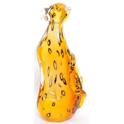 178 - A retro vintage mid 20th century Murano style studio art glass. In the form of a Leopard / big wild ... 