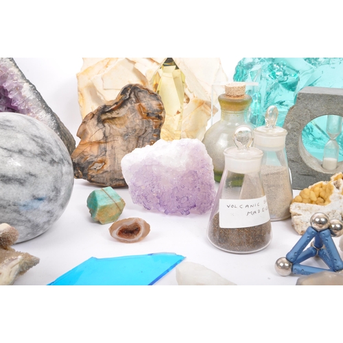 204 - Large collection of various minerals and fossils to include, quartz, amethyst, pyrites, agate geodes... 