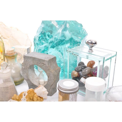 204 - Large collection of various minerals and fossils to include, quartz, amethyst, pyrites, agate geodes... 