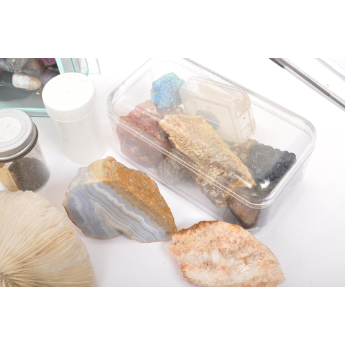 204 - Large collection of various minerals and fossils to include, quartz, amethyst, pyrites, agate geodes... 