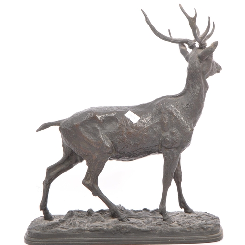 205 - After Pierre - Jules MÃªne (1810â1879) - Vintage 20th century spelter sculpture figurine of stag /... 