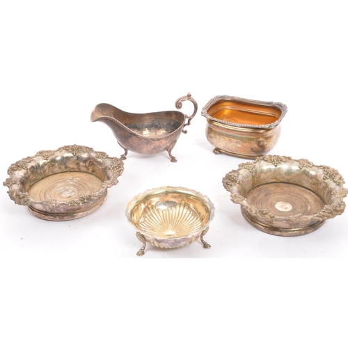 235 - A collection of silver plated items to include tureens, gallery edged silver salver tray, sugar bowl... 