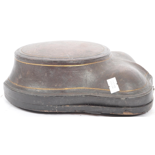 237 - A 19th century Victorian Morocco and tooled leather silver box of elephant foot shaped form. Hinged ... 